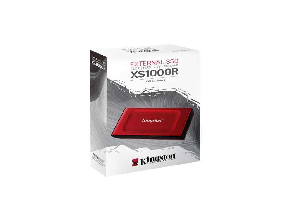 Disco Solido Externo Kingstong 1tb Xs1000r (sxs1000r/1000g) Unidad De Almacenamiento Portalbe, Usb 3.2, Rojo