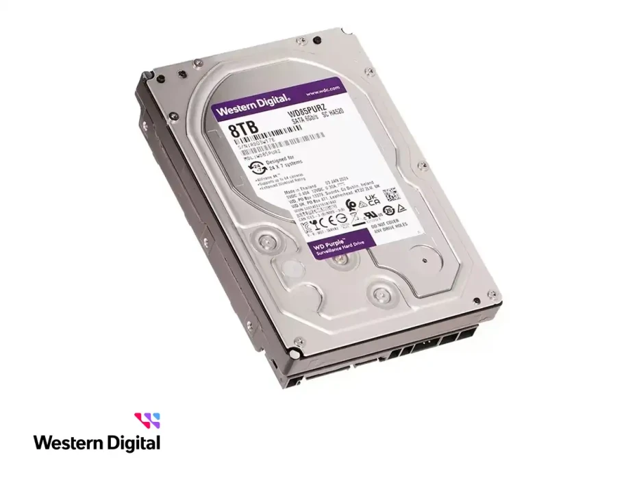 Disco Duro Western Digital 8tb (wd85purz) Cache 256mb, 5640 Rpm, 3.5", Sata 6, Para Video Vigilancia, Purpura