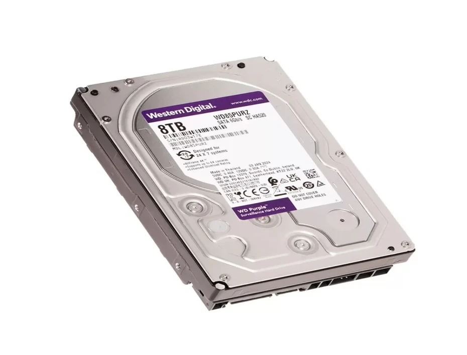 Disco Duro Western Digital 8tb (wd85purz) Cache 256mb, 5640 Rpm, 3.5", Sata 6, Para Video Vigilancia, Purpura