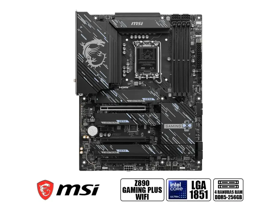 Placa Madre Msi Z890 Gaming Plus Wifi  (msiz890gaming Plus Wifi ) Socket Lga 1851, Ram Ddr5, Core Ultra Gen., Wifi 7