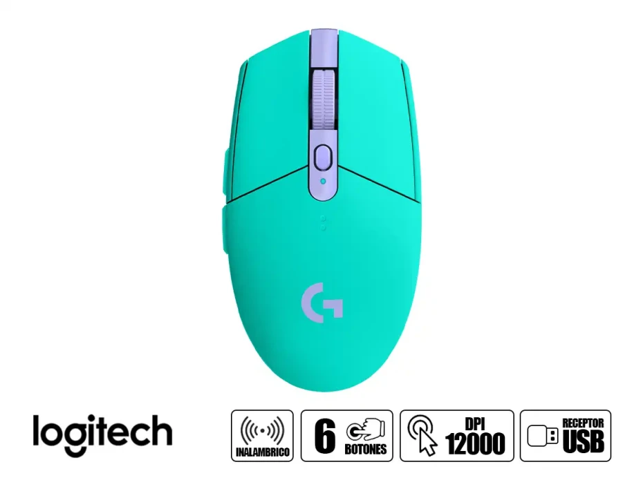 Mouse Inalambrico Logitech G305 Lightspeed Gaming (910-006376) Hasta 12.000 Dpi, 6 Botones, Receptor Usb, Menta