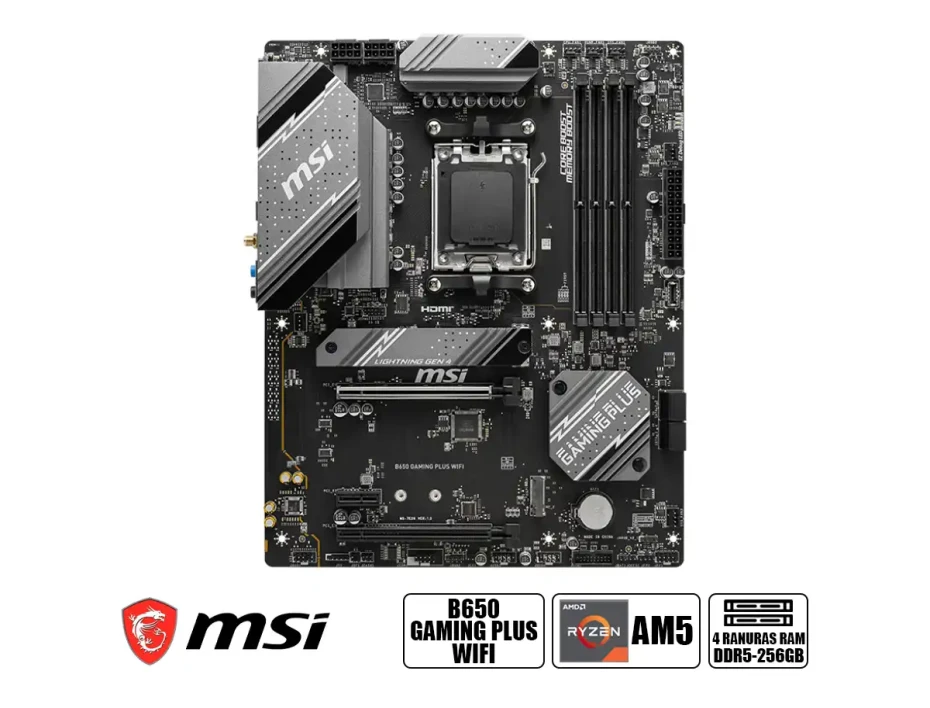 Placa Madre Msi B650 Gaming Plus Wifi (91b650 Gaming Plus Wifi) Socket Am5, Ram Ddr5 Buss 7200oc Mt/s, Wifi 6e