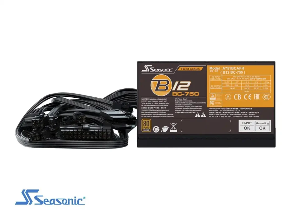 Fuente De Poder Seasonic 750w B12 Bc (b12-750bc) Atx, 80 Plus Bronze, No Modular, Negro