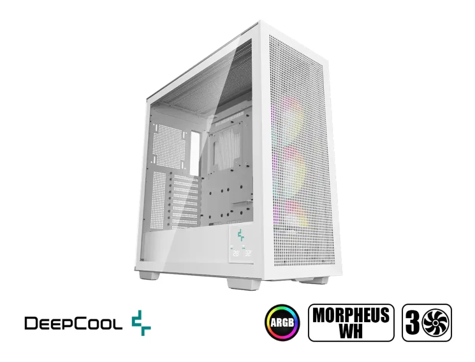 Case Deepcool Morpheus Wh S/fuente (r-morpheus-whapa1-g-1) Panel De Vidrio, 3 Ventiladores, Led Argb, Blanco