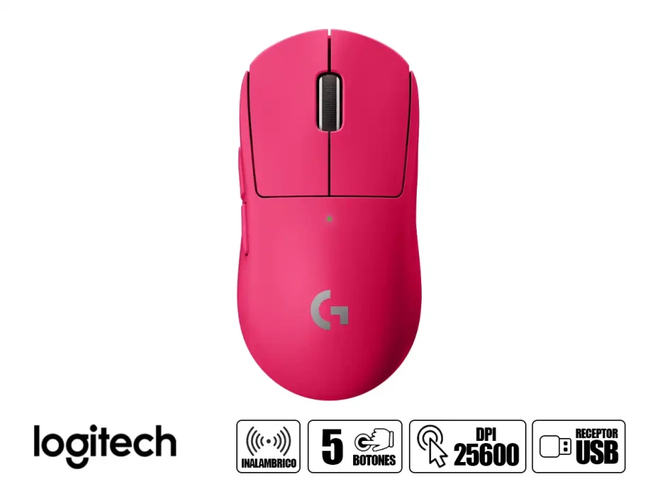 Mouse Inalambrico Logitech G Pro X Superlight Gaming (910-005954) Hasta 25.600 Dpi, Receptor Usb, 5 Botones, Magenta