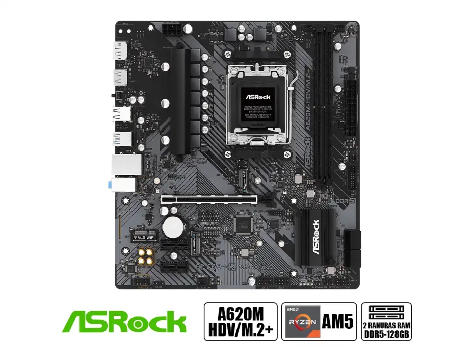 Placa Madre Asrock A620m Hdv/ M.2+ (90mb1-a620m Hdv/ M.2+) Socket Am5, Ram Ddr5 Buss 7200oc Mhz