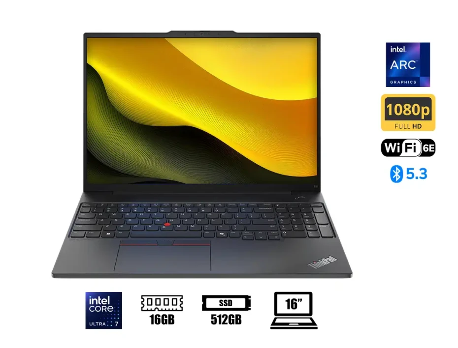 Laptop Lenovo Core Ultra 7-155h Thinkpad E16 Gen 2 (21mb0011lm) Pantalla 16" Wuxga, Ram 16gb, Ssd 512gb, Intel Arc, Win11 Pro