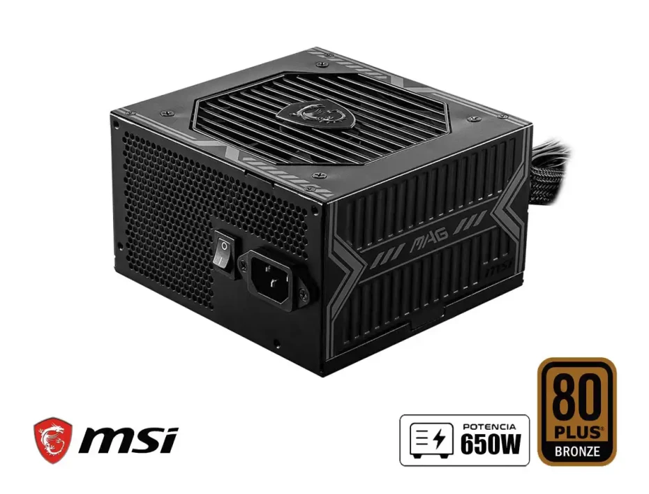 Fuente De Poder Msi 650w Mag (mag-a650bn) Atx, No Modular, 80 Plus Bronze, Negro