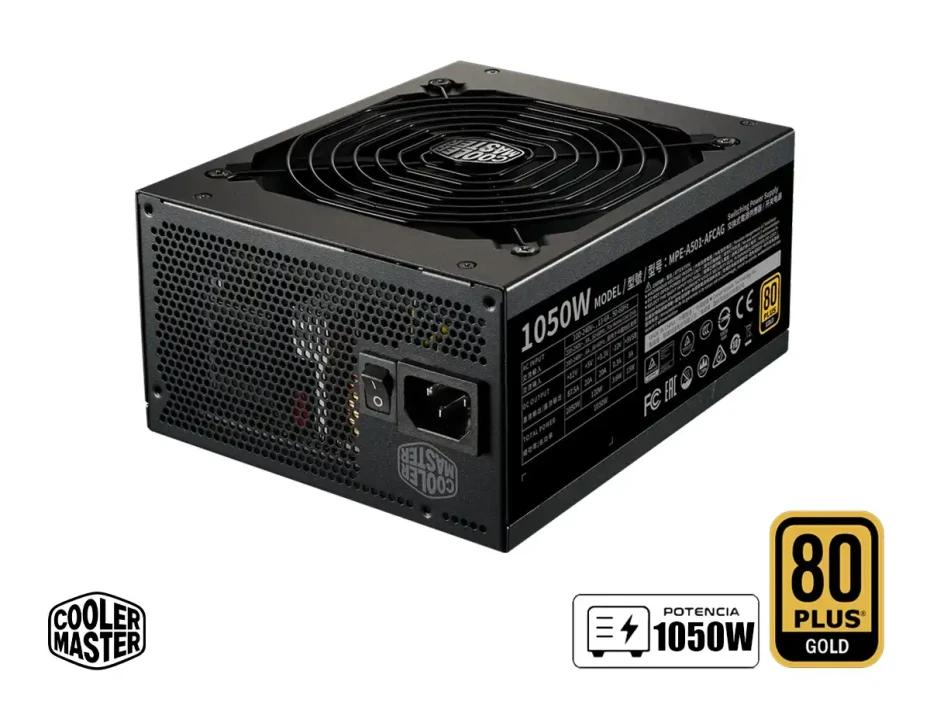 Fuente De Poder Cooler Master 1050w Mwe V2 (mpe-a501-afcag-3u2) Atx, 80 Plus Gold, Modular, Negro