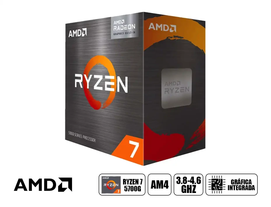 Procesador Amd Ryzen 7 5700g 3.8ghz Hasta 4.6ghz 16mb (100-100000263box) Am4, 8 Nucleos, Radeon Graphics