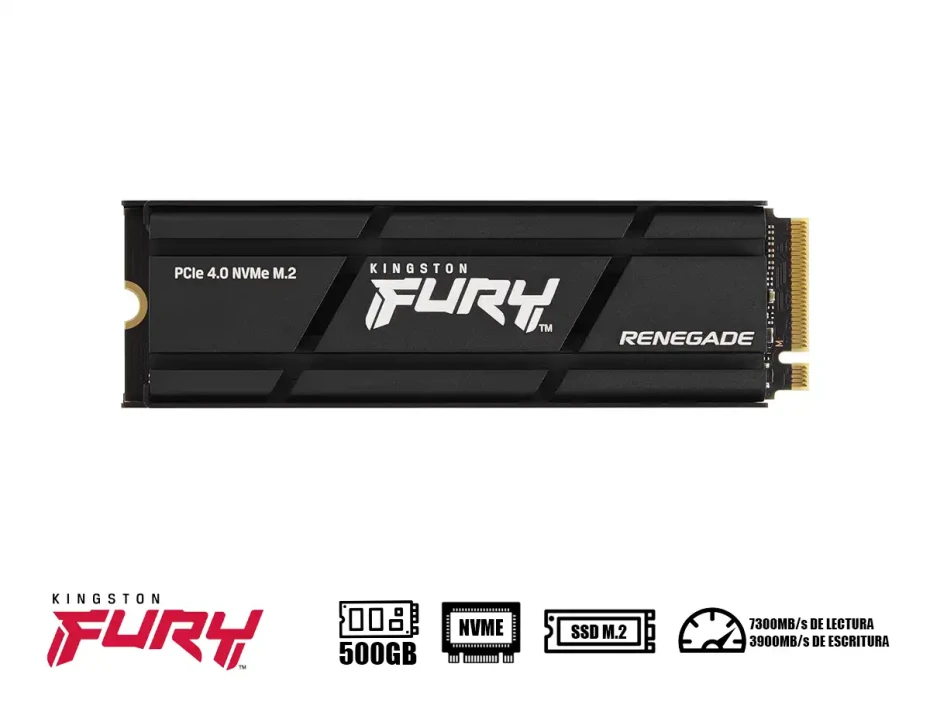 Unidad De Almacenamiento Ssd M.2 Pcie Kingston Fury 500gb Nvme Renegade, 2280 (sfyrsk/500g) 7300mb/s