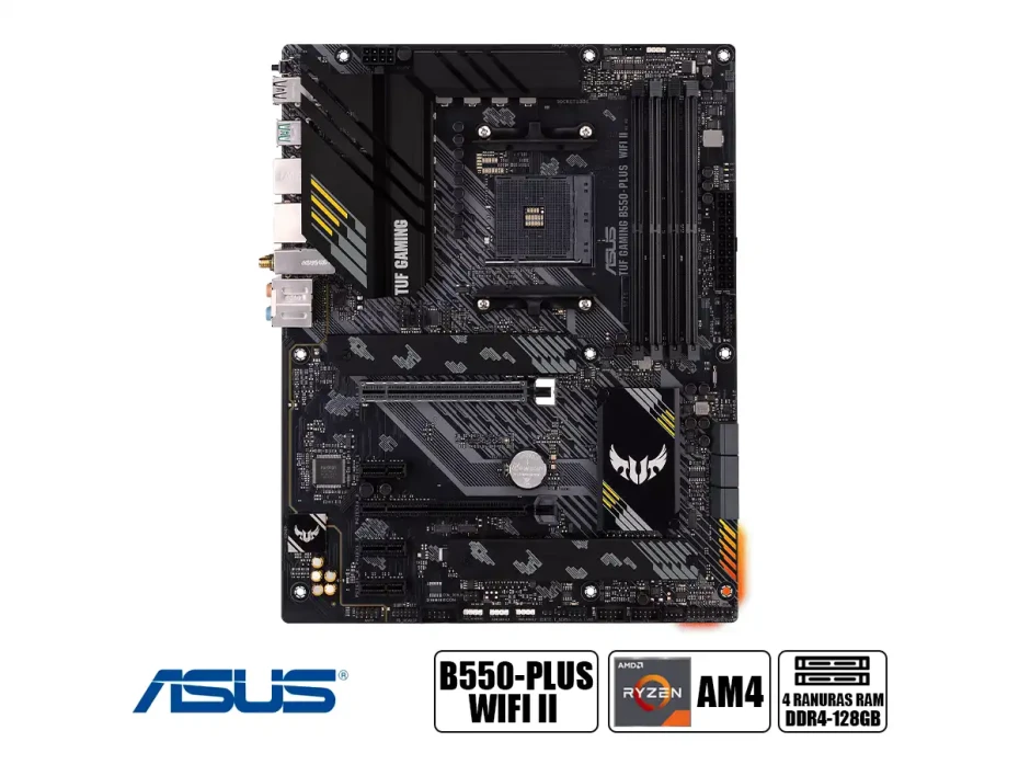 Placa Madre Asus B550 Plus Tuf Gaming Wifi Ii (90mtufb550pluswifi2) Amd Ryzen Am4, Ram Ddr4 Buss 4866oc Mhz, Rgb