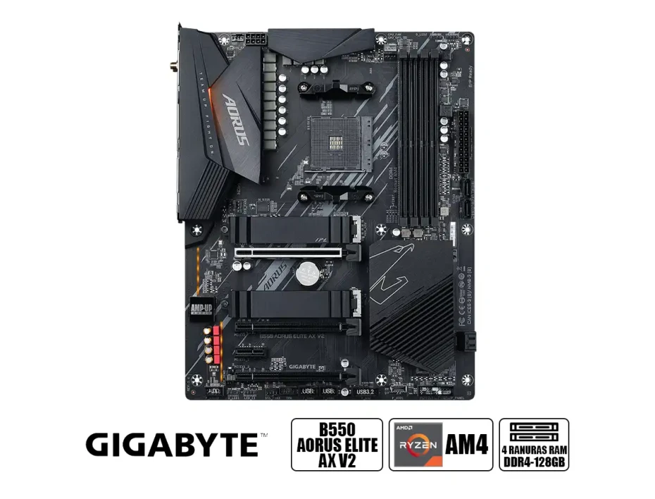 Placa Madre Gigabyte B550 Aorus Elite Ax V2 (b550 Aorus Elite Ax V) Socket Am4, Ram Ddr4 Buss 4733oc Mhz, Rgb, Wifi 6