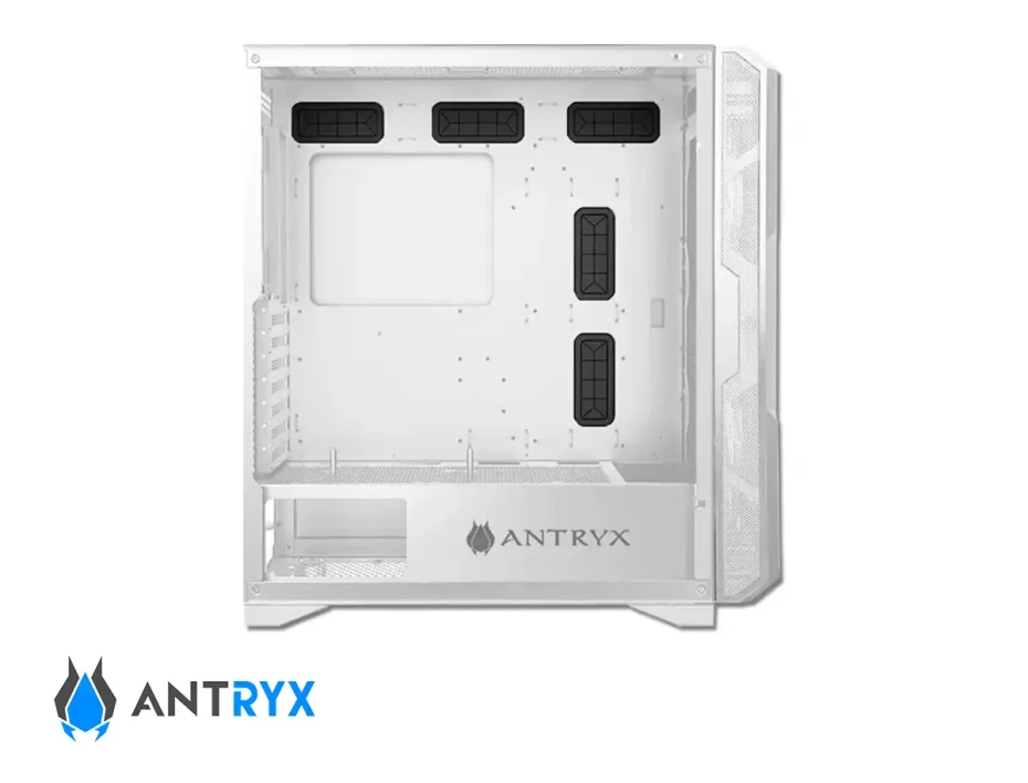 Case Antryx Fx Crusier White S/ Fuente (ac-fx573w) Panel De Vidrio, 3 Ventiladores, Led Argb, Blanco