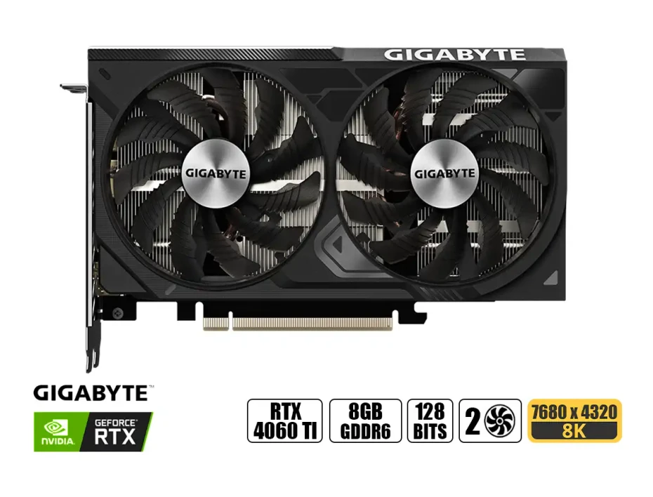 Tarjeta De Video Gigabyte Rtx 4060 Ti Windforce Oc V2 8gb Gddr6 (gv-n406twf2ocv2-8gd ) Geforce Nvidia 128 Bits, 2 Ventiladores