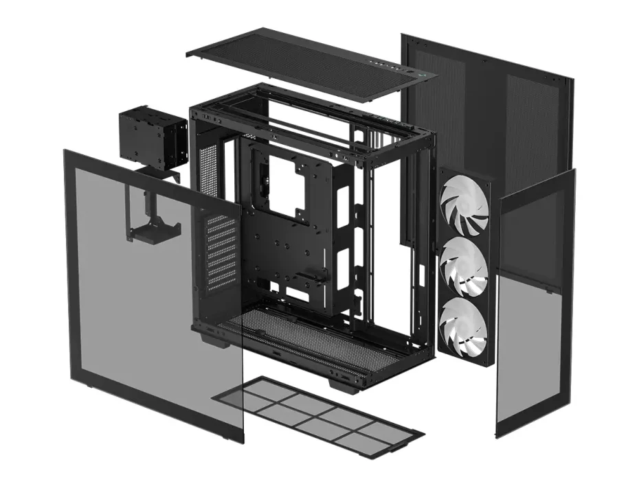 Case Deepcool Ch780 S/fuente (r-ch780-bkade41-g-1) Paneles De Vidrio, 1 Ventilador, Led Argb, Negro