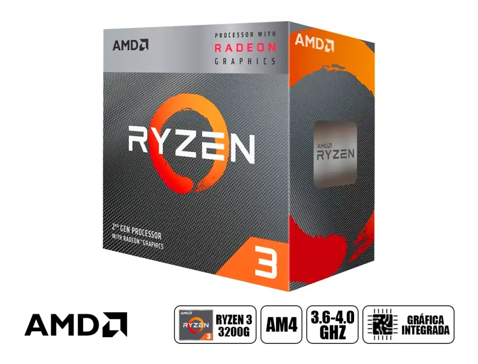 Procesador Amd Ryzen 3 3200g 3.6ghz Hasta 4ghz 4mb (yd3200c5fhbox) Am4, 4 Nucleos