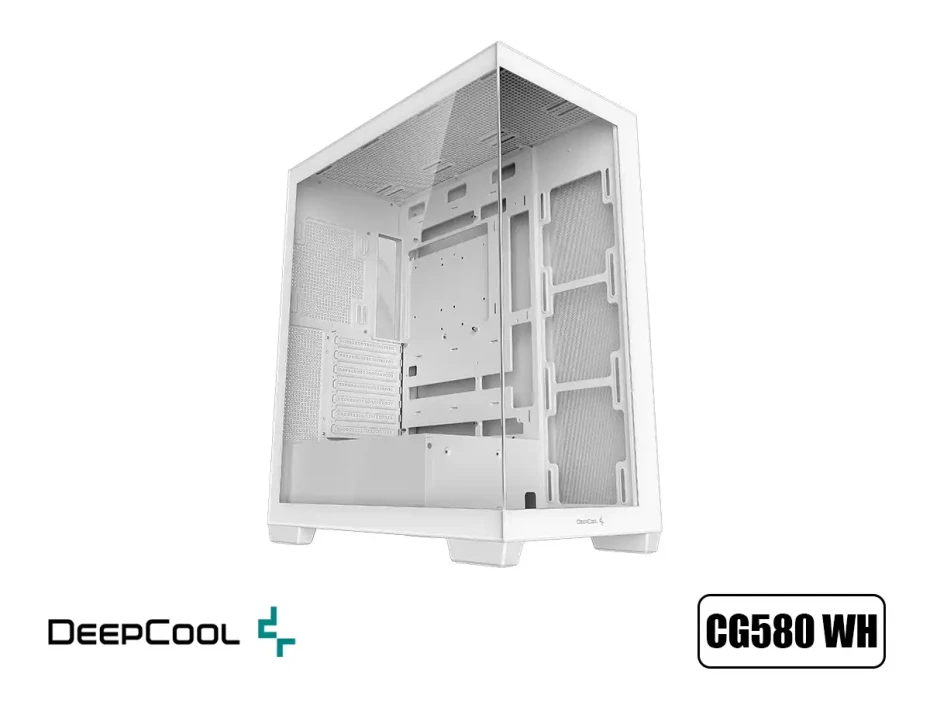 Case Deepcool Gaming Cg580 Wh S/fuente (r-cg580-whnda0-g-1) Paneles De Vidrio Templado, Blanco