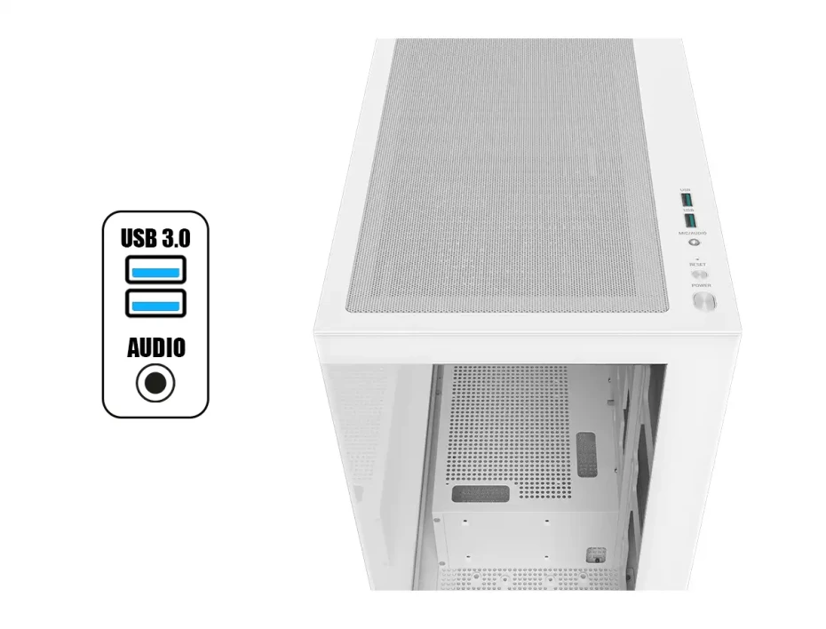 Case Deepcool Gaming Cg580 Wh S/fuente (r-cg580-whnda0-g-1) Paneles De Vidrio Templado, Blanco