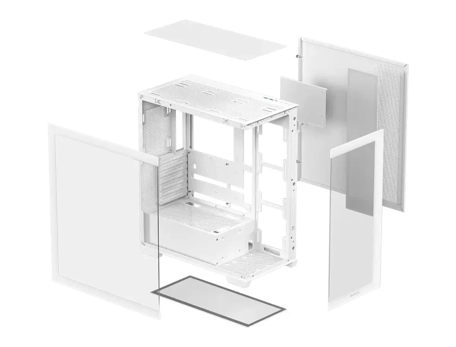 Case Deepcool Gaming Cg580 Wh S/fuente (r-cg580-whnda0-g-1) Paneles De Vidrio Templado, Blanco