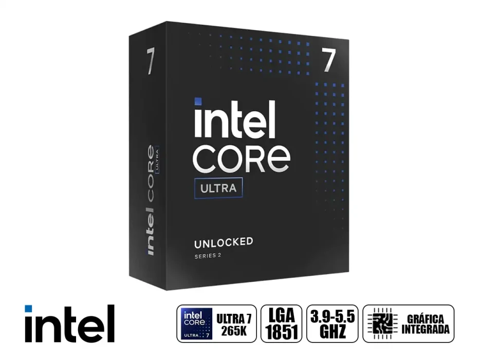 Procesador Intel Core Ultra 7 265k 3.9gz Hasta 5.5 Ghz (bx80768265k) Lga 1851, 20 Nucleos, C/grafica, S/cooler