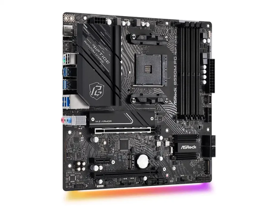 Placa Madre Asrock B550m Pg Riptide (90-mxbi90-a0uayz) Socket Am4, Ram Ddr4 Buss 4733oc Mhz, Rgb