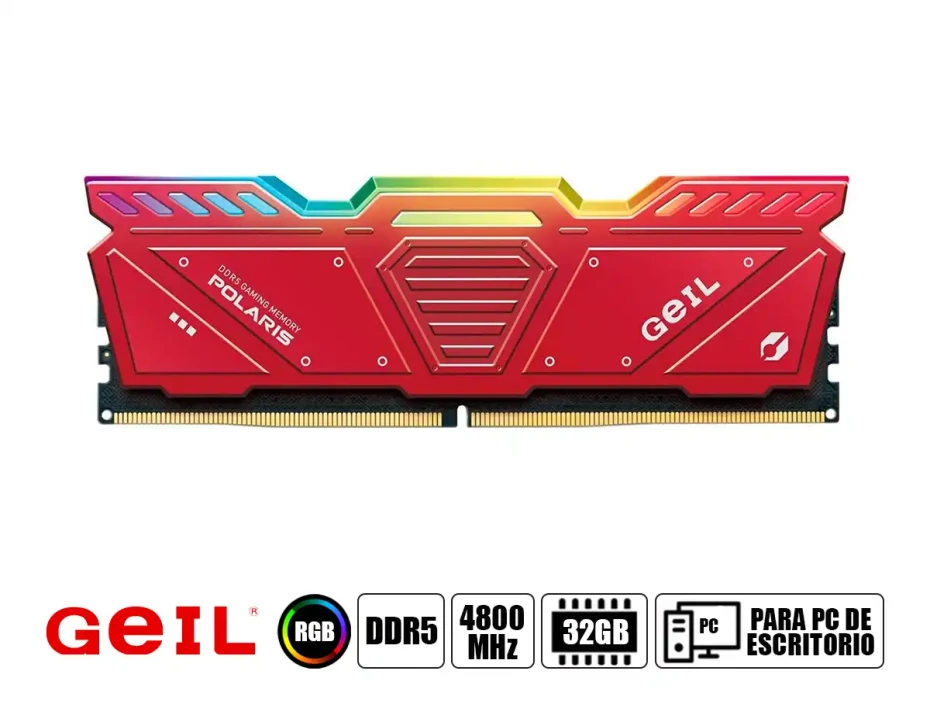 Memoria Ram Geil Ddr5 32gb (16gbx2) Polaris (gosr532gb4800c40dc) 4800 Mhz, Red