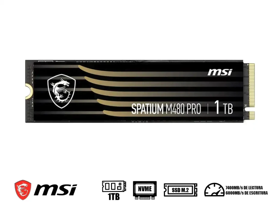 Unidad De Almacenamiento Ssd M.2 Pcie Msi 1tb Nvme Spatium M480 Pro, 2280 (spatium-m480-pro-pci1tb) 7400mb/s