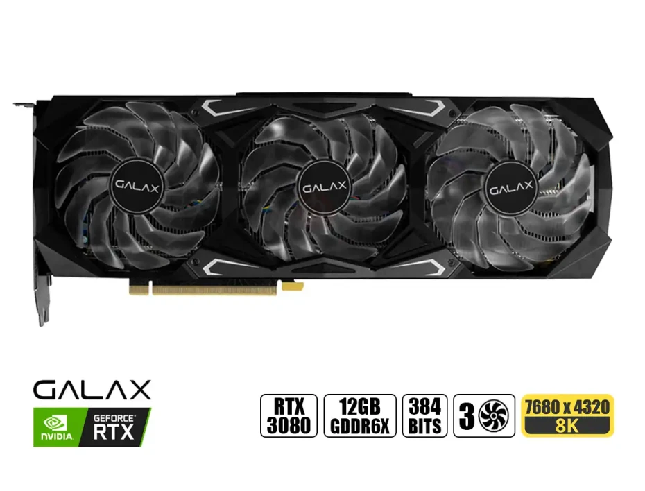 Tarjeta De Video Galax Rtx 3080 Sg Lhr 12gb Gddr6x (38nom5md99ss) Geforce Nvidia 384 Bits, 3 Ventiladores