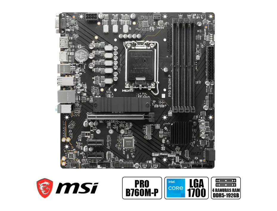 Placa Madre Msi B760m-p Pro (pro B760m-p Ddr5) Socket Lga 1700, Ram Ddr5 Buss 6800oc Mhz, 14va, 13va, 12va Gen