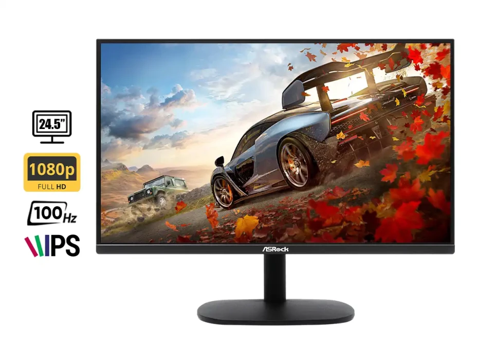 Monitor Asrock 24.5 Pulgadas Cl25ff (cl25ff) Gaming 100hz, Ips, 1ms, Freesync, Fhd, 1 Hdmi, 1 Vga