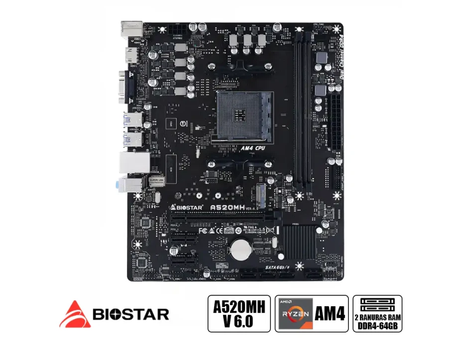 Placa Madre Biostar A520mh (a520mh 3.1) Socket Am4, Ram Ddr4