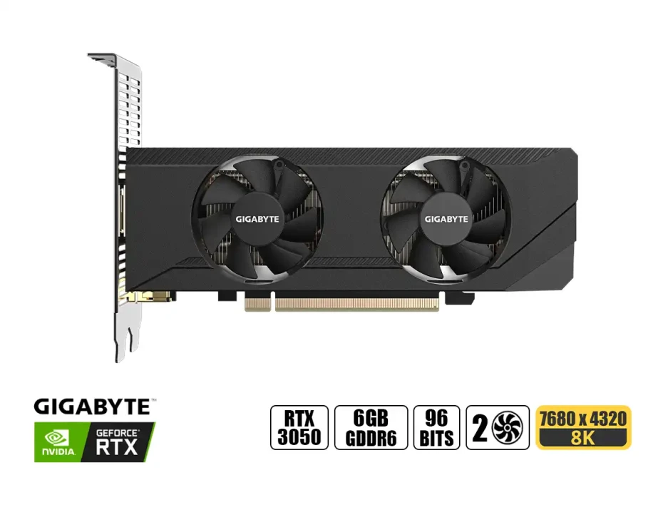 Tarjeta De Video Gigabyte Rtx 3050 Low Profile Oc 6gb Gddr6 (gv-n3050oc-6gl-g10) Geforce Nvidia 96 Bits, 2 Ventiladores