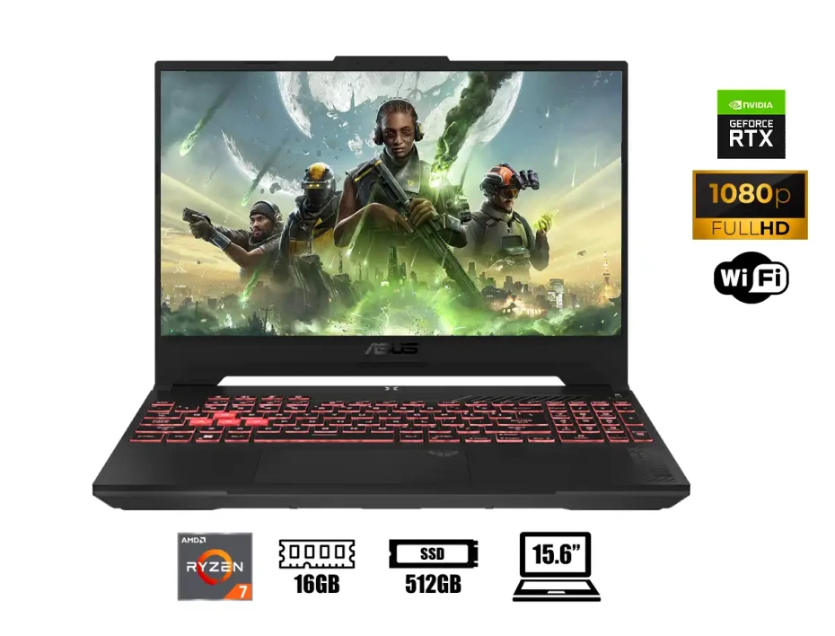 Laptop Asus Ryzen 7 Tuf Gaming A15 R7-7435hs Fa507nur-lp005 (90nr0jp5-m00250) 15.6" Fhd 144hz, Ram 16gb, Ssd 512gb, Nvidia Rtx 4050 6gb, s/s, Esp.