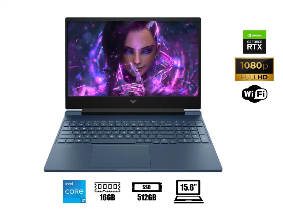 Laptop Hp Core I7-13620h Victus 15-fa1657 Gaming (an6y6ua#aba) Pantalla 15.6" Fhd, Ram 16gb, Ssd 512gb, Rtx 4060 8gb, Win11, Blue