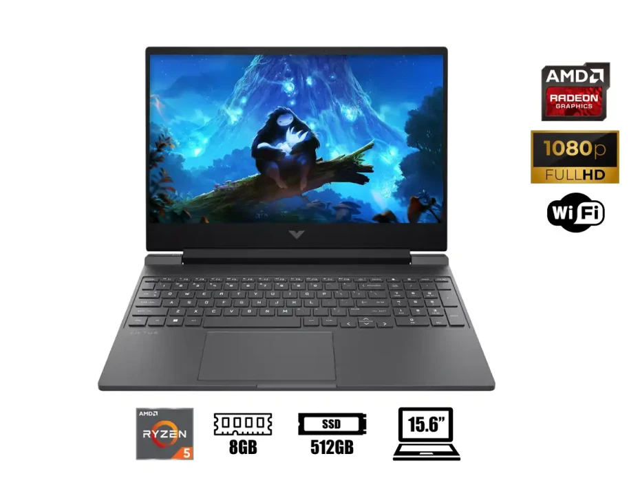 Laptop Hp Ryzen 5-7535hs Victus 15-fb2063 Gaming (9z7l4ua#aba) Pantalla 15.6" Fhd, Ram 8gb, Ssd 512gb, Rx 6550m 4gb, Win11, Mica Silver