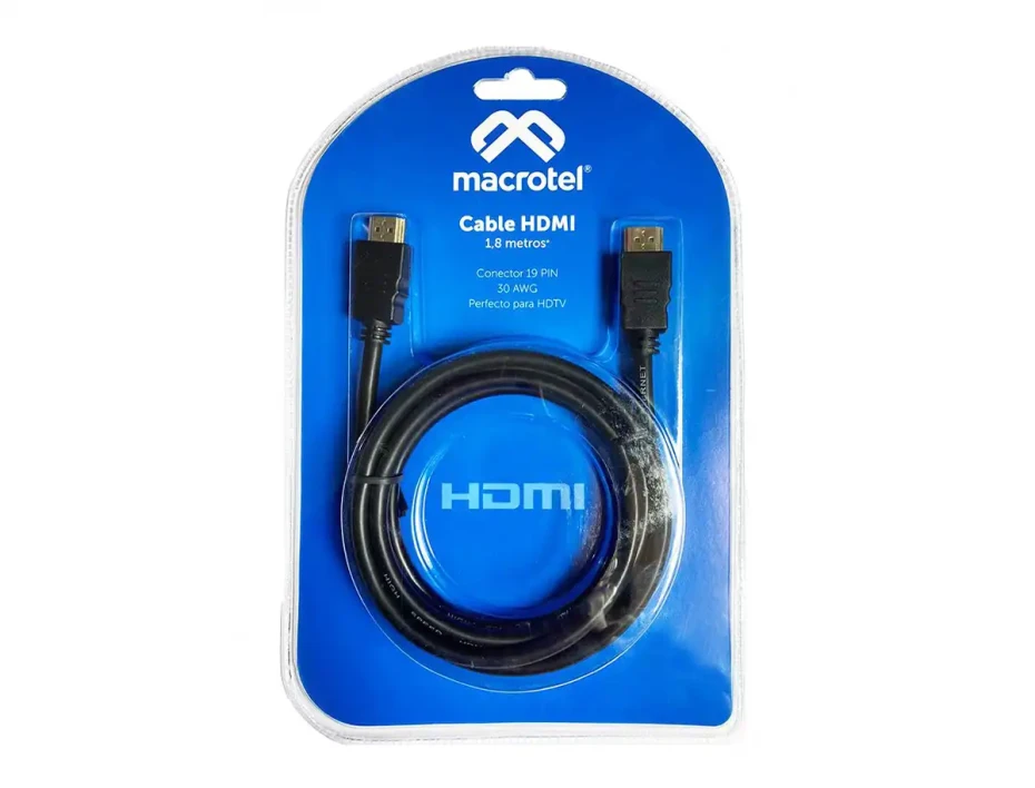 Cable De Puerto Hdmi Macho -- A -- Puerto Hdmi  Macho, Macrotel, 1.8 Metros (mv-2310)