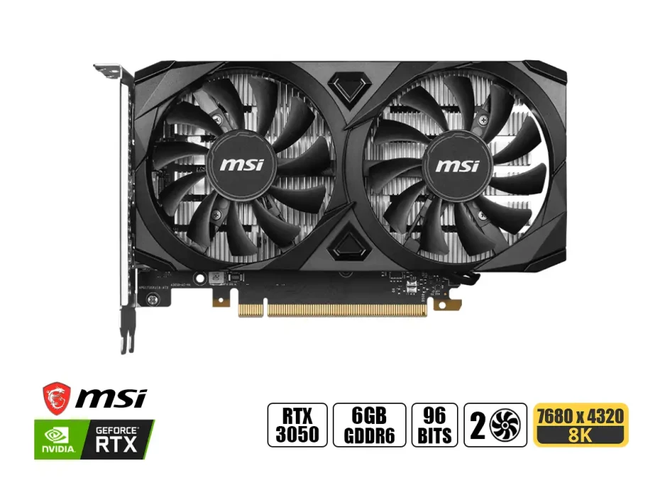 Tarjeta De Video Msi Rtx 3050 Ventus 2x Oc 6gb Gddr6 (912-v812-016) Geforce Nvidia 96 Bits, 2 Ventiladores