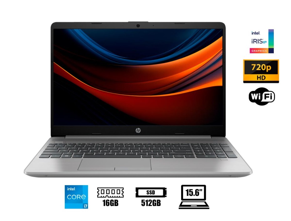 Laptop Hp Core I7-1255u 250 G9 (9d197lt#abm) Pantalla 15.6" Hd, Ram 16gb, Ssd 512gb, S/s, Esp., 12gen.