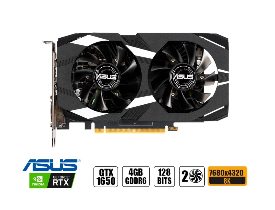 Tarjeta De Video Asus Gtx 1650 Dual 4gb Gddr6 (90y0ezd-m0aa00) Geforce Nvidia 128 Bits, 2 Ventiladores