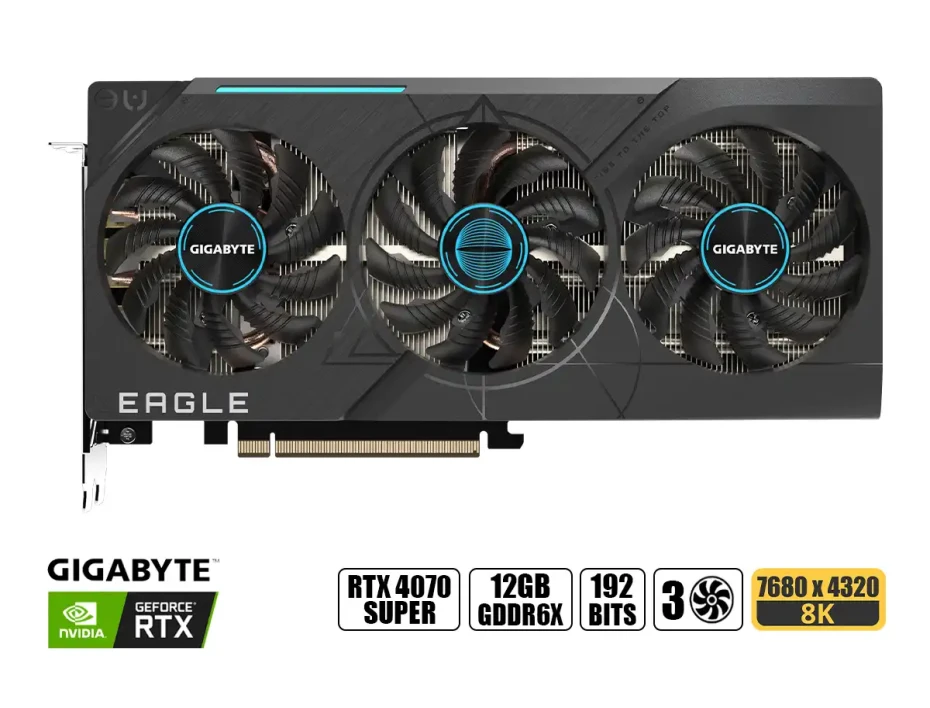 Tarjeta De Video Gigabyte Rtx 4070 Super Eagle Oc 12gb Gddr6x (gv-n407seagle Oc-12gd) Geforce Nvidia 192 Bits, 3 Ventiladores