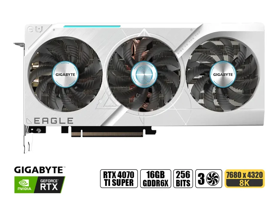 Tarjeta De Video Gigabyte Rtx 4070 Ti Super Eagle Oc Ice 16gb Gddr6x (gv-n407tseagle-oc-ice-16gb Ice ) Geforce Nvidia 256 Bits, 3 Ventiladores