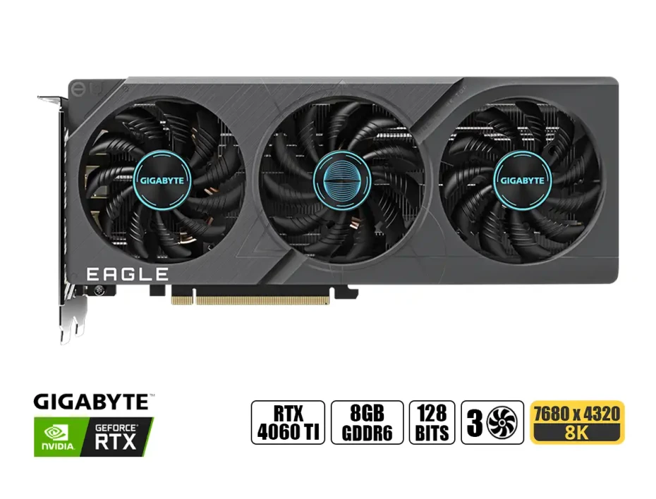 Tarjeta De Video Gigabyte Rtx 4060 Ti Eagle Oc 8gb Gddr6 (gv-n406teagle-8gd) Geforce Nvidia 128 Bits, 3 Ventiladores