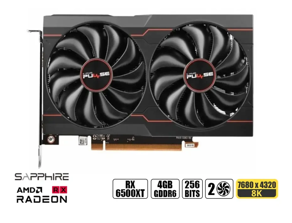 Tarjeta De Video Sapphire Rx 6500 Xt Pulse 4gb Ddr6 (11314-01-20g) Radeon 64 Bits, 2 Ventiladores