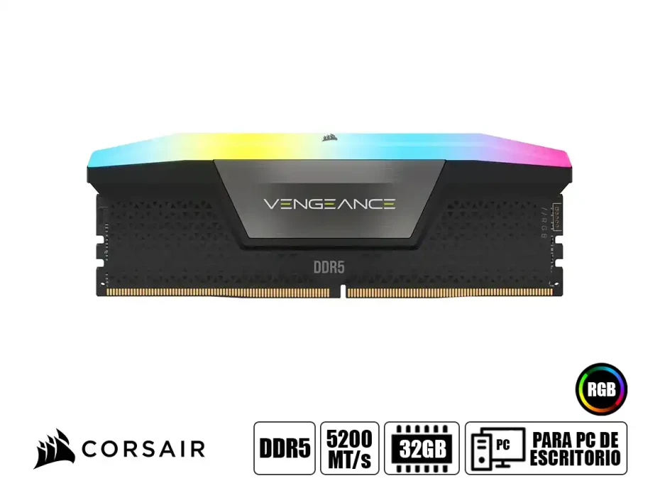 Memoria Ram Corsair Ddr5 32gb (16gbx2) Vengeance Rgb (cmh32gx5m2b5200c40) 5200 Mt/s, Rgb