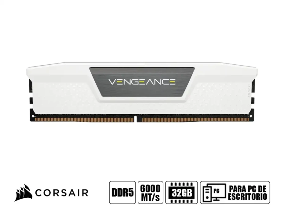 Memoria Ram Corsair Ddr5 32gb (16gbx2) Vengeance (cmk32gx5m2e6000c36w) 6000 Mt/s, Blanco, Cl 36