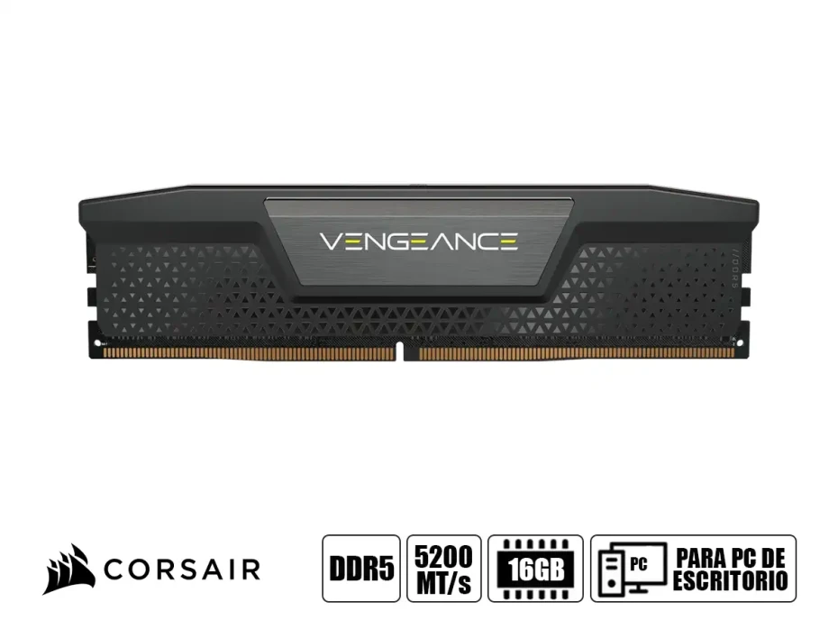 Memoria Ram Corsair Ddr5 16gb Vengeance (cmk16gx5m1b5200c40) 5200 Mt/s, Negro