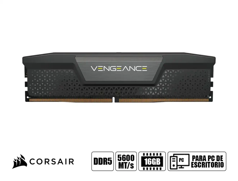 Memoria Ram Corsair Ddr5 16gb Vengeance (cmk16gx5m1b5600c40) 5600 Mt/s, Negro, Cl40