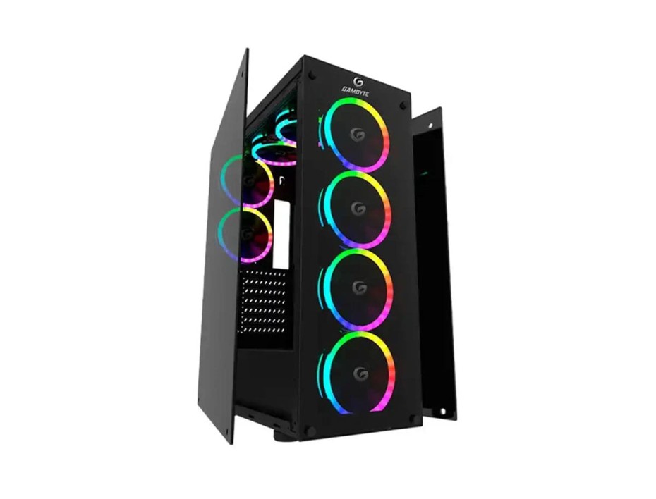 Case Gambyte Ghostx Fuente 650w (gi-ghostx-ai650) Panel De Vidrio, 6 Ventiladores, Led Argb, Negro