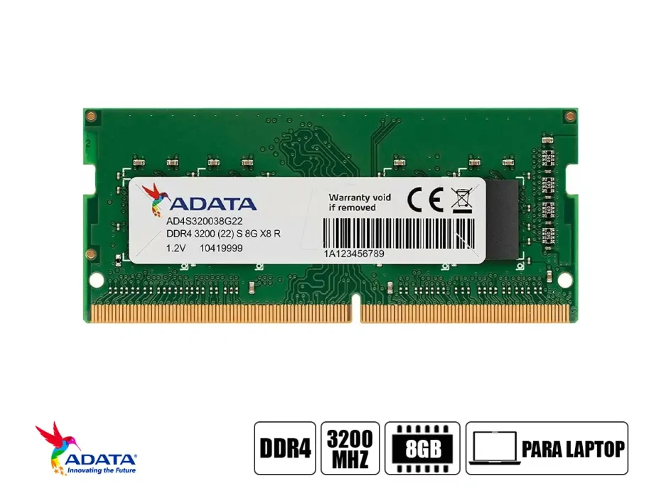 Memoria Para Laptop Sodimm Adata Ddr4 8gb (ad4s32008g22-sgn) 3200 Mhz